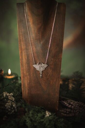 Collier Luna Moth and Moon Pendentif Acier et Zamak Forêt 7