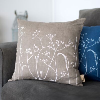 Floral Linen Cushion with the Hedgerow Design - Natural - Cushion Cover Only