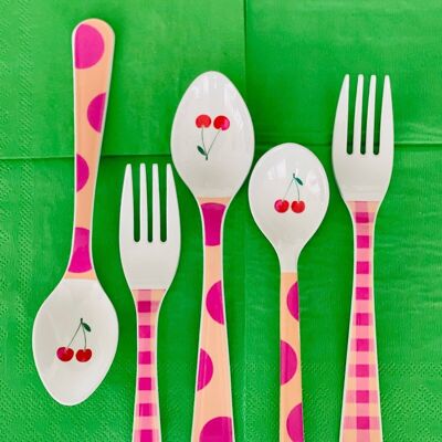 Fork-Spoon Set Melamine Dots