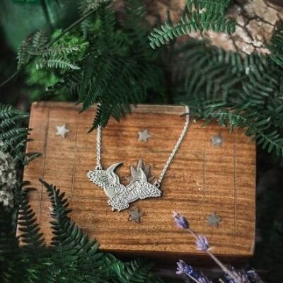 Collana Gufo e Luna Ciondolo in Acciaio e Zama Creatura della Foresta gioielli Ciondolo Goblincore Collana in Veri Gioielli moderna