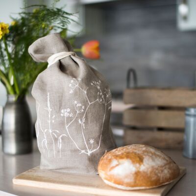 Linen Bread Bag Pure Linen Hedgerow Collection - Natural