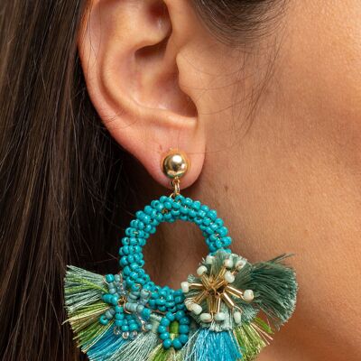 PENDIENTES ABALORIOS METAL Y ABALORIOS Y PAJA CE9516EA_UNICO