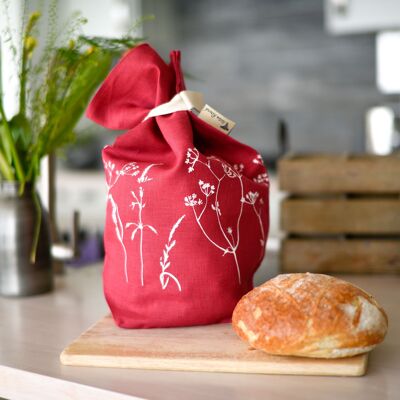 Linen Bread Bag Pure Linen Hedgerow Collection - Raspberry