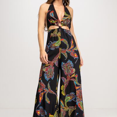 100% VISCOSE PRINTED JUMPSUIT IC9101PE_BLACK