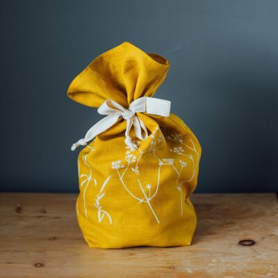Linen Bread Bag Pure Linen Hedgerow Collection - Mustard