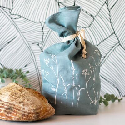 Linen Bread Bag Pure Linen Hedgerow Collection - Duck Egg Blue