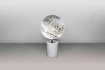Lampe de table en verre | Conception de mercure | Verre rond | Soufflé à la bouche avec une base en marbre blanc 1