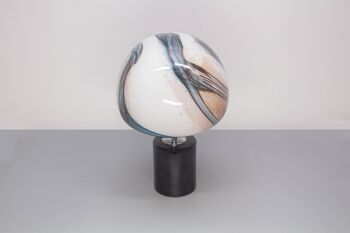 Lampe de table en verre | Soufflé à la main| Forme de champignon | Base en marbre noir Tiger Calcite | 22cm 2