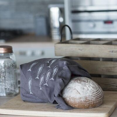 Eco Linen Bread Bag Fish Design