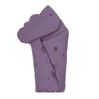 Musselin-Steppdecke mit Kissen Baby Horn Lavendel