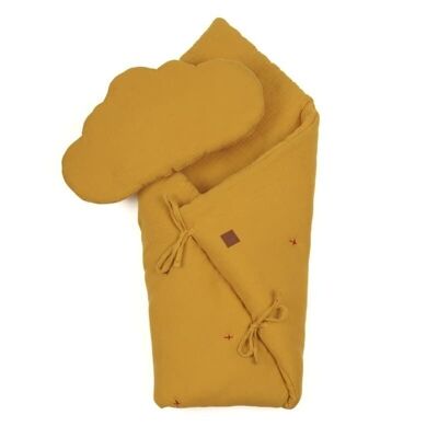 Muslin quilt with pillow baby horn Mustard