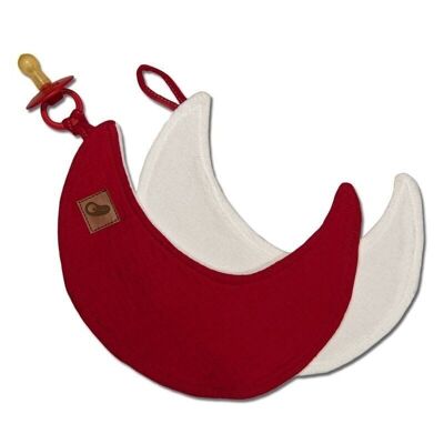 Dou dou with a pendant made of organic cotton cozy muslin pacifier keeper MooN Strawberry