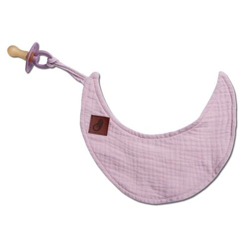 Dou dou with a pendant made of organic cotton cozy muslin pacifier keeper Moon Blush