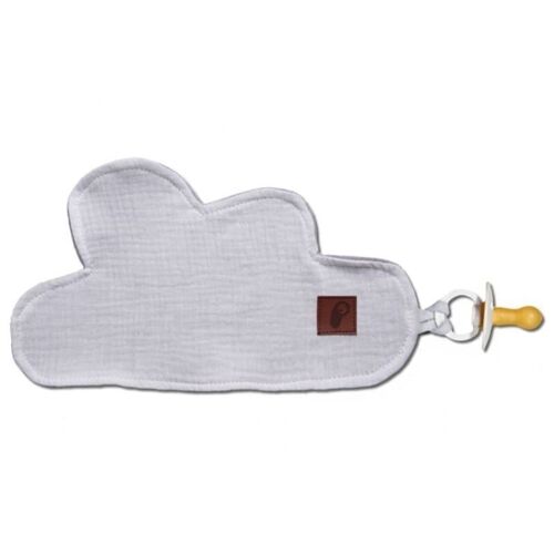 Dou dou with a pendant made of organic cotton cozy muslin pacifier keeper Cloud White