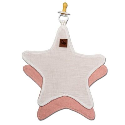 Portachupetes Muselina Cosy Estrella Blanco