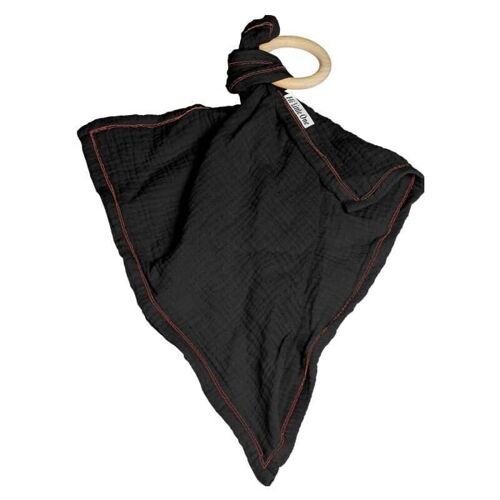 Cozy muslin with wood teether 2in1 Black