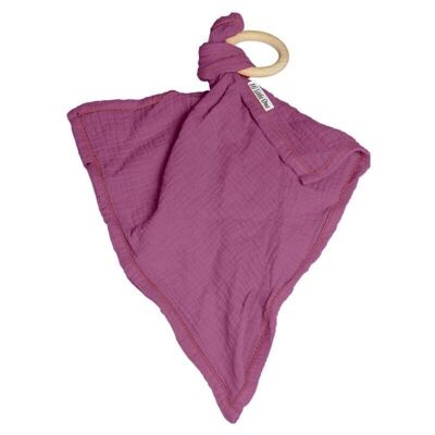 Cozy muslin with wood teether 2in1 Lavender
