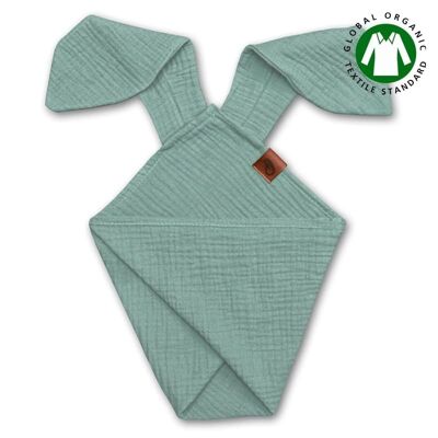 BUNNY dou dou diaper made of organic cotton GOTS cozy muslin with ears 2in1 Forest Green