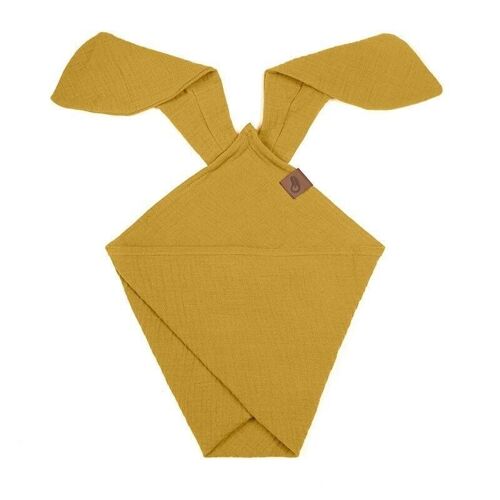 BUNNY dou dou diaper made of organic cotton cozy muslin with ears 2in1 Mustard