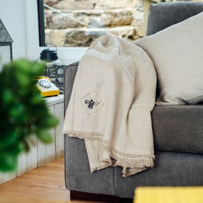Natural Linen Throw Pure Soft Washed Linen