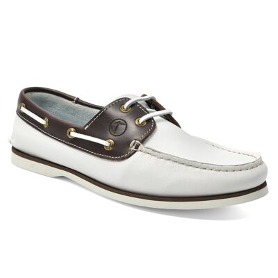 Men’s Boat Shoes Seajure Nungwi White and Brown Leather