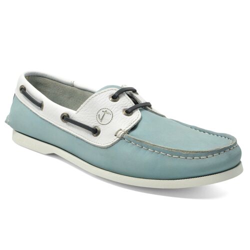 Men’s Boat Shoes Seajure Siquijor Light Blue and White Nubuck and Smooth Leather