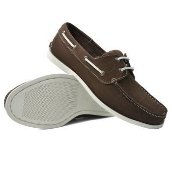 Chaussures Bateau Homme Seajure Tabarka Cuir Nubuck Marron 2