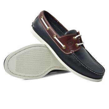 Chaussures Bateau Homme Seajure Paramali Cuir Bleu Marine et Bordeaux 2