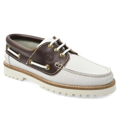 Women’s Boat Shoes Seajure Izola White and Brown Leather