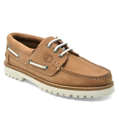 Chaussures Bateau Femme Seajure Bisnap Cuir Nubuck Marron Clair