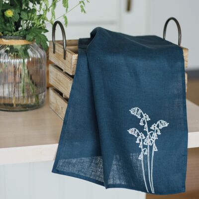 Navy Blue Linen Tea Towel