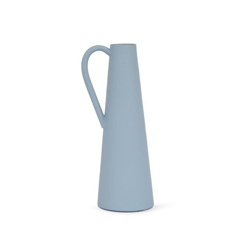 LIGHT BLUE VASE WITH HANDLE METALLIC HF