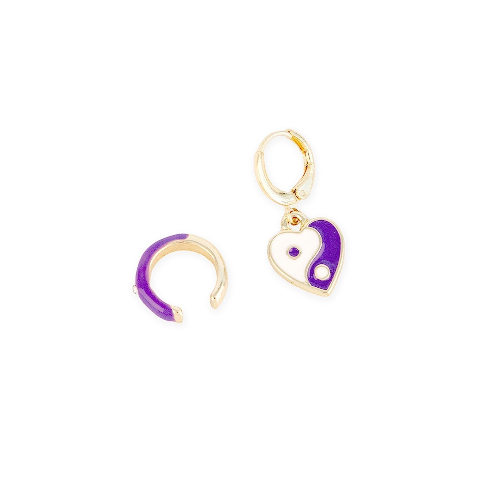 BOUCLES D'OREILLES YING YANG VIOLET HF