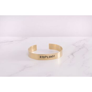 BRACCIALE RIGIDO SOTTILE, REALIZZATO A MANO IN OTTONE, CON INCISIONE PERSONALIZZATA 2