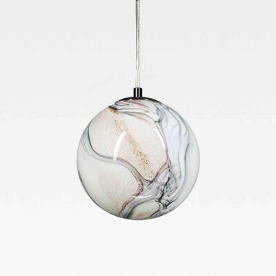 Glass Lamp Pendant | Handblown Round | Pink Calacatta colour | 18cm