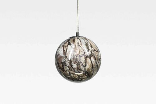 Glass Lamp Pendant | Smoky Quartz Gemstone Crystal | Handblown Round Ceiling Light | 18cm