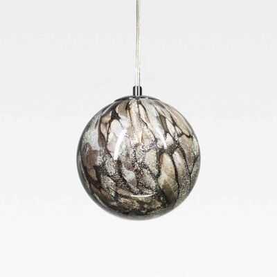 Glass Lamp Pendant | Smoky Quartz Gemstone Crystal | Handblown Round Ceiling Light | 18cm