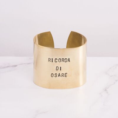 BRACCIALE XL RIGIDO, REALIZZATO A MANO IN OTTONE, CON INCISIONE PERSONALIZZATA