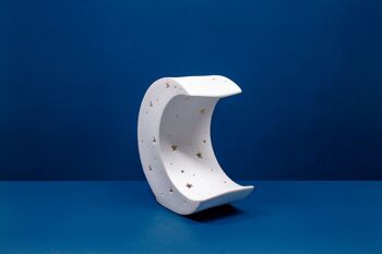 Lampe de table en porcelaine au design lunaire | Enfants | Veilleuse | Sculpté à la main | Parfait pour la pépinière | Finition mate en blanc 3