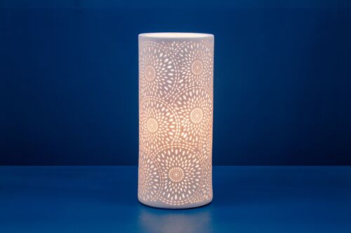 Porcelain Table Lamp in a Fireworks design | Contemporary style | Night Light| Hand Carved | Matte Finish in White