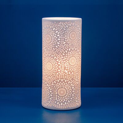 Porcelain Table Lamp in a Fireworks design | Contemporary style | Night Light| Hand Carved | Matte Finish in White