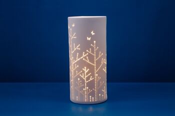 Lampe de table en porcelaine au design papillons Style contemporain | Veilleuse | Sculpté à la main | Finition mate en blanc 1