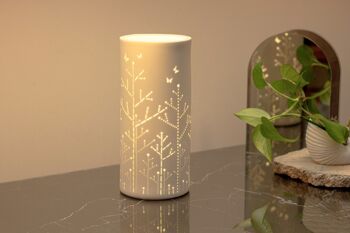Lampe de table en porcelaine au design papillons Style contemporain | Veilleuse | Sculpté à la main | Finition mate en blanc 3