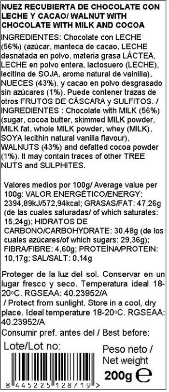 Nueces con chocolate con leche y cacao puro 200g nut&me - Recubiertas de chocolate 5