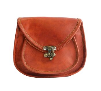Sac bandoulière pour femme en cuir fait main style vintage fermoir authentique sac femme cuir. GYLO 3