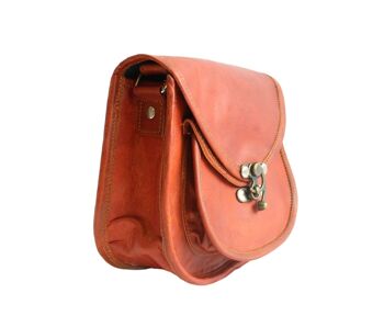 Sac bandoulière pour femme en cuir fait main style vintage fermoir authentique sac femme cuir. GYLO 4
