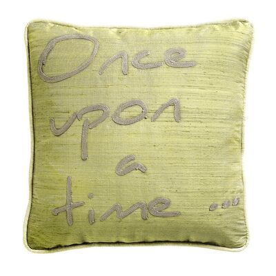 Cojín de seda verde oliva caqui salvaje "Érase una vez" - Lounge Fabrics