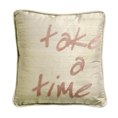 Cojín de seda salvaje de masilla gris beige "Take a time" - Lounge Fabrics
