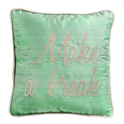 Wild Turquoise Agathe Silk Cushion "Make a break" - Lounge Fabrics