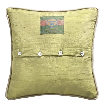Coussin en Soie Sauvage Kaki Olive "You and Me" – Lounge Fabrics 2